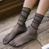 Korean retro mesh stockings for women, spring and summer, thin pile stockings, gold and silver thread, black ear edge, mesh thin stockings wholesale details Picture